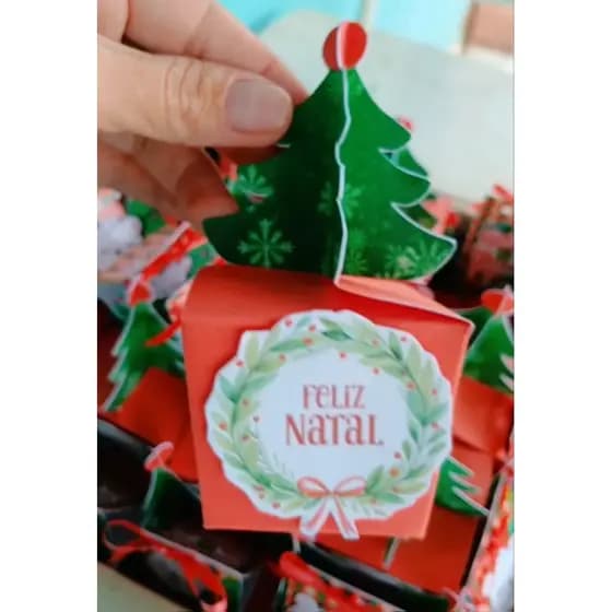Caixa Mimo de Natal Árvore 3D • Pegue e Monte • Cabe Chocolate • Lembrancinha Natalina Personalizada,