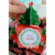 Caixa Mimo de Natal Árvore 3D • Pegue e Monte • Cabe Chocolate • Lembrancinha Natalina Personalizada,