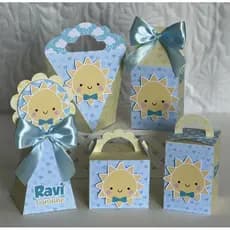 🌞 Kit Caixinhas Personalizadas Solzinho Azul - Tema Menino e menina