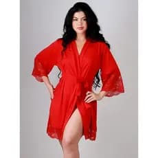 Robe em Microfibra com Detalhes em Renda