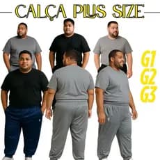 Kit 3 Calça Plus Size com bolsos Flanelada Moletom G1 G2 G3
