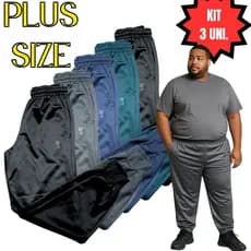 Kit 3 Calça Moletom Flanelada Plus Size G1 G2 G3