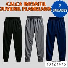 Kit 3 calça Infantil Juvenil Menino Flanelada- passeio escola dia a dia