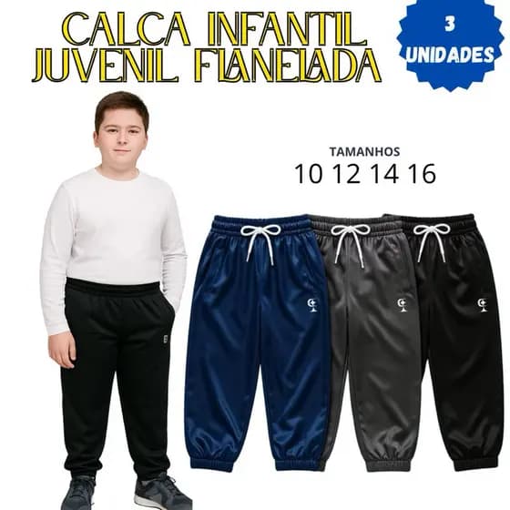 kit 3 calça infantil Juvenil com Bolsos Lateral