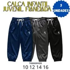 kit 3 calças Quentinha menino Flanelada