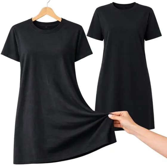 Vestido Tipo Camisetão Feminino Liso Casual Verão 100% Algodão Premium