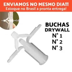 Kit 100 Bucha Para Drywall Gesso Parede Oca Nº1 Nº2 Nº3 Com Aba Fixação Forro Placa Divisória