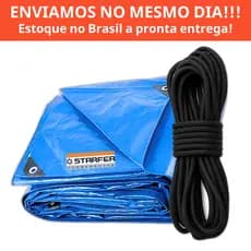 Lona Impermeável Reforçada Azul 2x2 C/ Ilhós + 5m Corda Com Proteção UV para Camping, Caminhão e Telhado