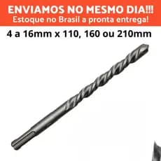 Broca Sds Plus Profissional Para Concreto Parede Alvenaria Tijolo 6 a 16MM Widea - Uso em Martelete