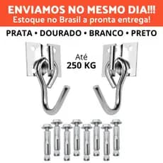 Kit Par de Gancho Armador De Rede De Balanço até 250kg Aço Grosso Reforçado + 8 Chumbadores