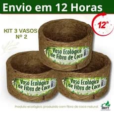 Kit 3 Vasos Xaxim Ecológico Fibra De Coco, Nº2 (18cmx10cm) - Agrofor