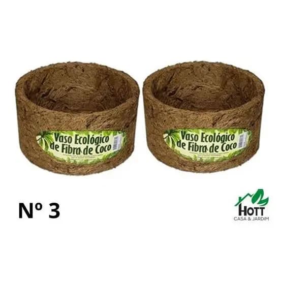 Kit 2 Vasos Xaxim Ecológico Fibra De Coco, N3 (21cmx11cm) - Agrofor