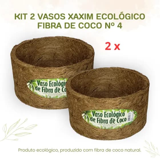 Kit 2 Vasos Xaxim Ecológico Fibra De Coco, N°4 (26cmx13cm) - Agrofor