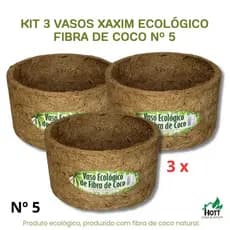 Kit 3 Vasos Xaxim Ecológico Fibra De Coco, N°5 (30cm x 15cm) - Agrofor
