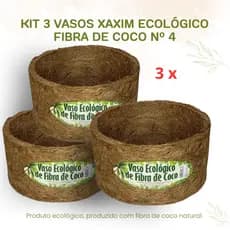 Kit 3 Vasos Xaxim Ecológico Fibra De Coco, N°4 (26cmx13cm) - Agrofor