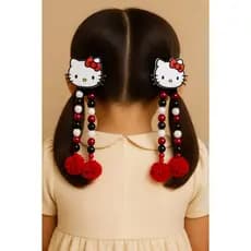 Xuxinha Infantil  com Contas e Pompons – Linda e Divertida,Laço de cabelo menina colorido,infantil,Elastico de cabelo