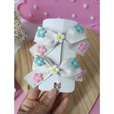 Laço de Cabelo Infantil com Flor | Gravatinha Dupla para Bebê ou Menina \laço com Flor, laço delicado