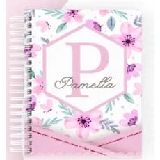 Agenda  / Caderno ou Planner - Floral Rosa - Personaliza com nome.