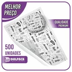 Papel Acoplado (Burger) - 500 Undidades - Para Embrulhar Hamburguer, Burguer, Lanche, Fast Food