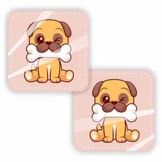 Etiqueta Adesiva Quadrada - Cachorro 001 - 500 unidades