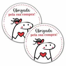 Etiqueta Adesiva Redonda - 004 Flork Obrigada Pela Compra - 500 Unidades