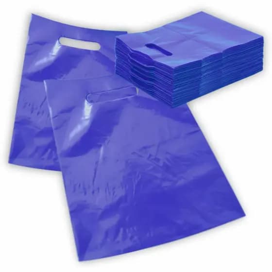 Sacola Plástica Boca de Palhaço Lisa Azul Promo 30x40cm - (50 Unidades)