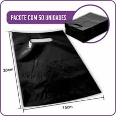 Sacola Plástica Boca de Palhaço Lisa Preta Promo 15x20cm - (50 Unidades)
