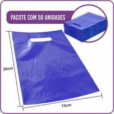 Sacola Plástica Boca de Palhaço Lisa Azul Promo 15x20cm - (50 Unidades)