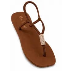 🤍 Chinelo Feminino Caramelo Luxo com Strass Confortável Leve Macio Antiderrapante