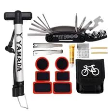 Kit Reparo Bike Manutenção Pneu Remendo + Bomba De Ar Alumínio Yamada Bicicleta