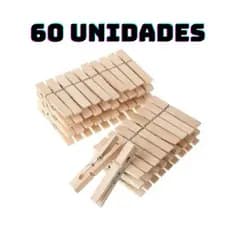 Kit 12 a 60 unidades Prendedor Pregador de Roupas Madeira Reforçado – Varal
