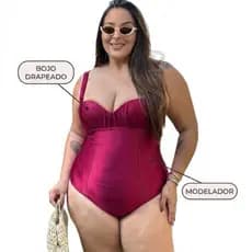 Maiô Feminino  Modelador Praia Verão Disfarça barriga Plus Size com bojor