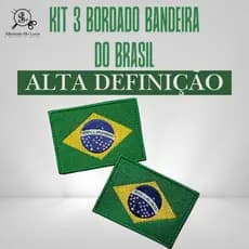 Kit 1/2/3 Bandeiras do Brasil Bordadas com Velcro | Alta Definição | 8cm
