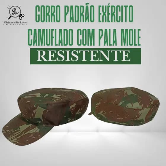 Gorro Padrão Exército Camuflado com Pala Mole