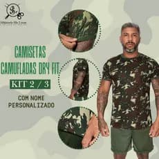 Kit 2/3 Camisetas Camufladas EB Dry Fit Com Nome Personalizado