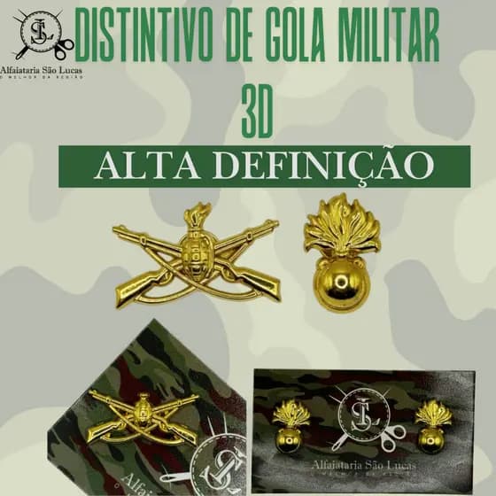 Distintivo de Gola Militar 3D Alta Definição Infantaria e Artilharia