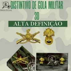 Distintivo de Gola Militar 3D Alta Definição Infantaria e Artilharia