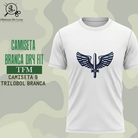 Camiseta 9 Trilobol Branca Dry Fit Padrão TFM Treino