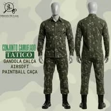 Conjunto Camuflado Masculino Tático Paintball AirSoft Gandola E Calça