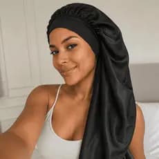 Touca De Cetim De Dormir Longa - Touca Noturna Extra Grande Para Mulheres Com Cabelos Longos, Crespo
