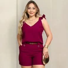 Conjunto Feminino Short e Blusa Regata - Liso, Soltinho com Cinto Grátis - Elegante e Confortável