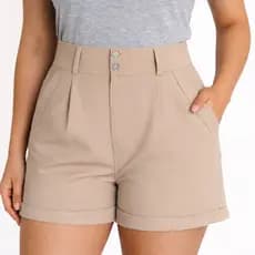 SHORT ALFAIATARIA FEMININO CINTURA ALTA COM bolso nas laterais verao 2026