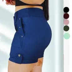 Shorts Feminino Elegante Plus Size: Botões e Elástico na Cintura - Moda Verão 2025
