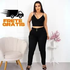 Calça Plus Size Feminina Tecido Bengaline Estica Muito 38 ao 52 com Bolso, botom e predinha Elegante