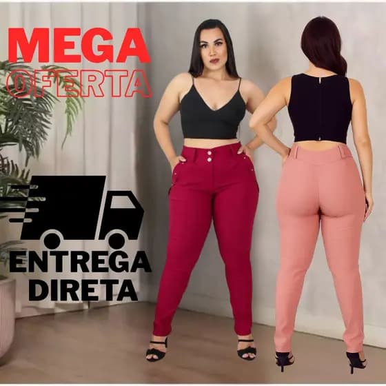 Calça Feminina Plus Size  - Bengaline com elastidade e Cós medio - Ideal para o Dia a Dia