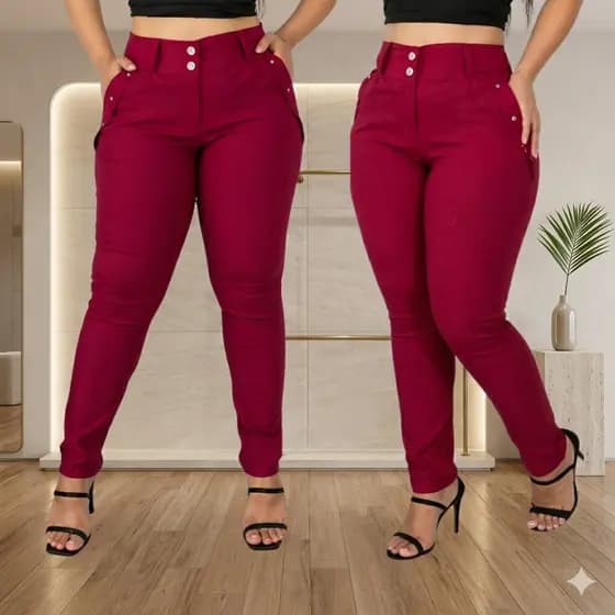Calça Reta Plus Size Estica Muito - Bengaline Original com Bolsos e Zíper - Elegância e Durabilidade