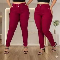 Calça Reta Plus Size Estica Muito - Bengaline Original com Bolsos e Zíper - Elegância e Durabilidade