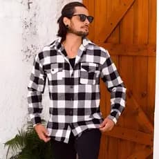 Camisa xadrez de flanela masculina de manga comprida blusa tamanhos grandes