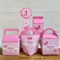 Kit Festa Borboletas Rosa | Pegue e Monte | Personalizados | Lembrancinhas | Festa infantil | Aniversário
