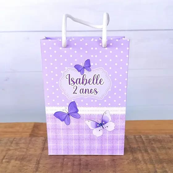 Sacolinha Personalizada Borboleta Lilás | Pegue e Monte | Lembrancinhas | Festa infantil | Aniversário